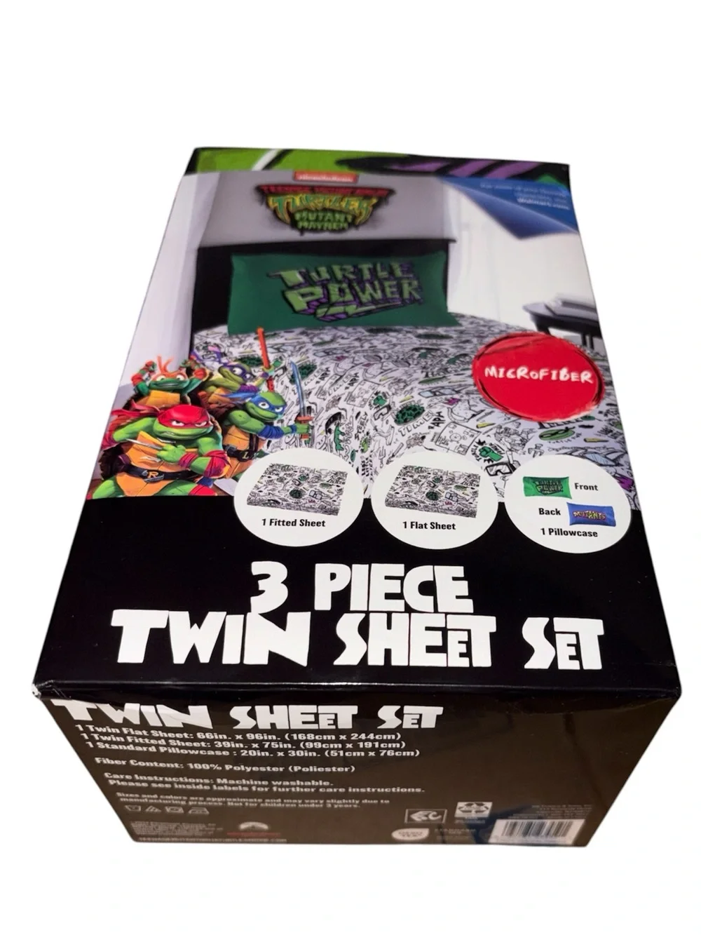 Teenage Mutant Ninja Turtles Kids 3-Piece Twin Sheet Set,Microfiber, Nickelodeon